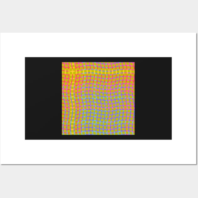 Wavy Plaid Rainbow on Yellow Green Repeat 5748 Wall Art by ArtticArlo